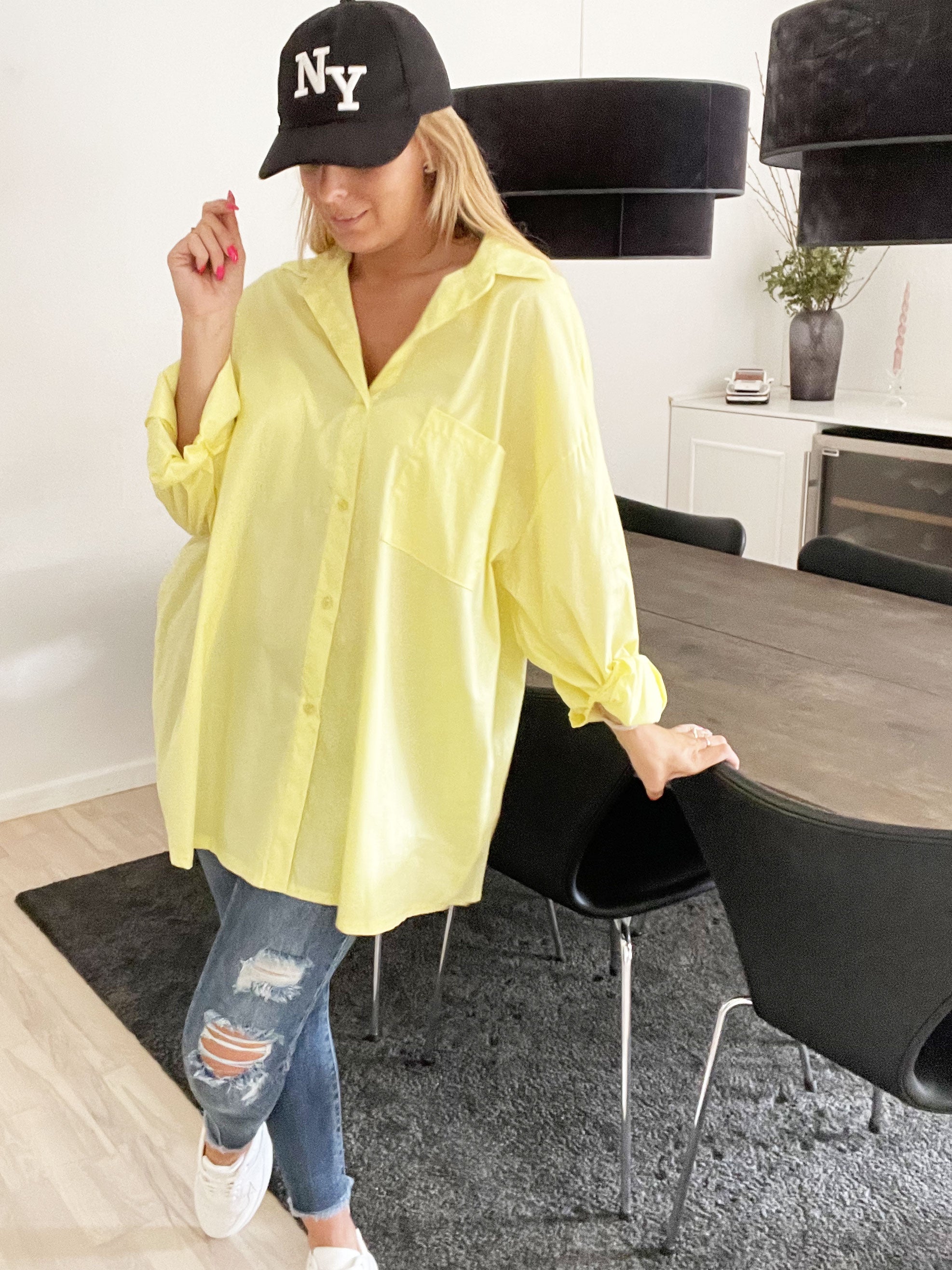 Verona - Oversized skjorta med stor ficka - Pink